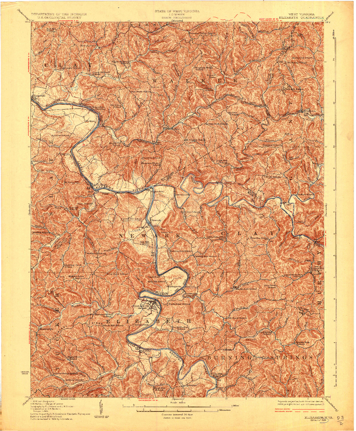 USGS 1:62500-SCALE QUADRANGLE FOR ELIZABETH, WV 1926