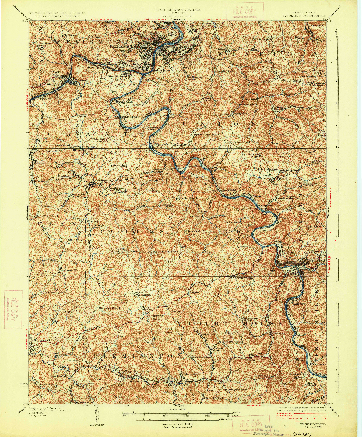 USGS 1:62500-SCALE QUADRANGLE FOR FAIRMONT, WV 1926