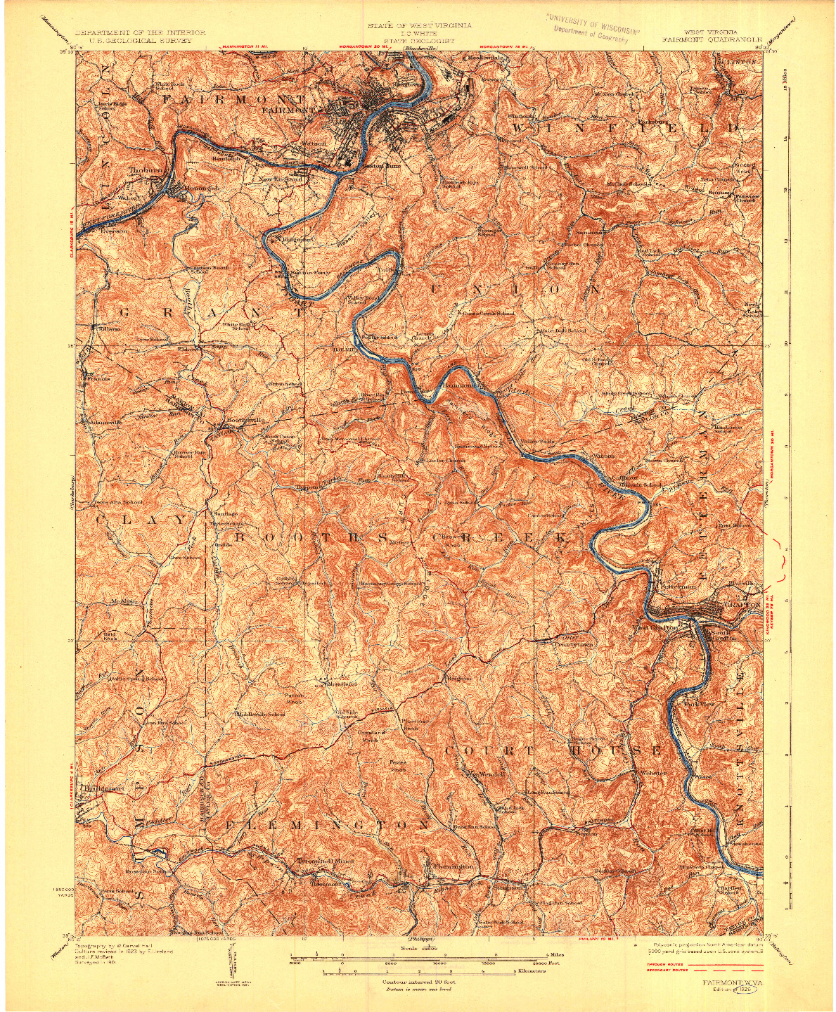 USGS 1:62500-SCALE QUADRANGLE FOR FAIRMONT, WV 1926