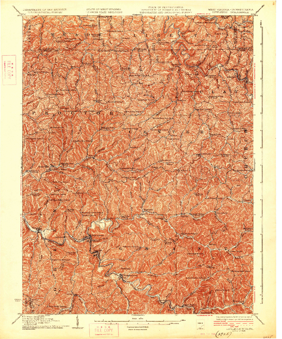 USGS 1:62500-SCALE QUADRANGLE FOR LITTLETON, WV 1926