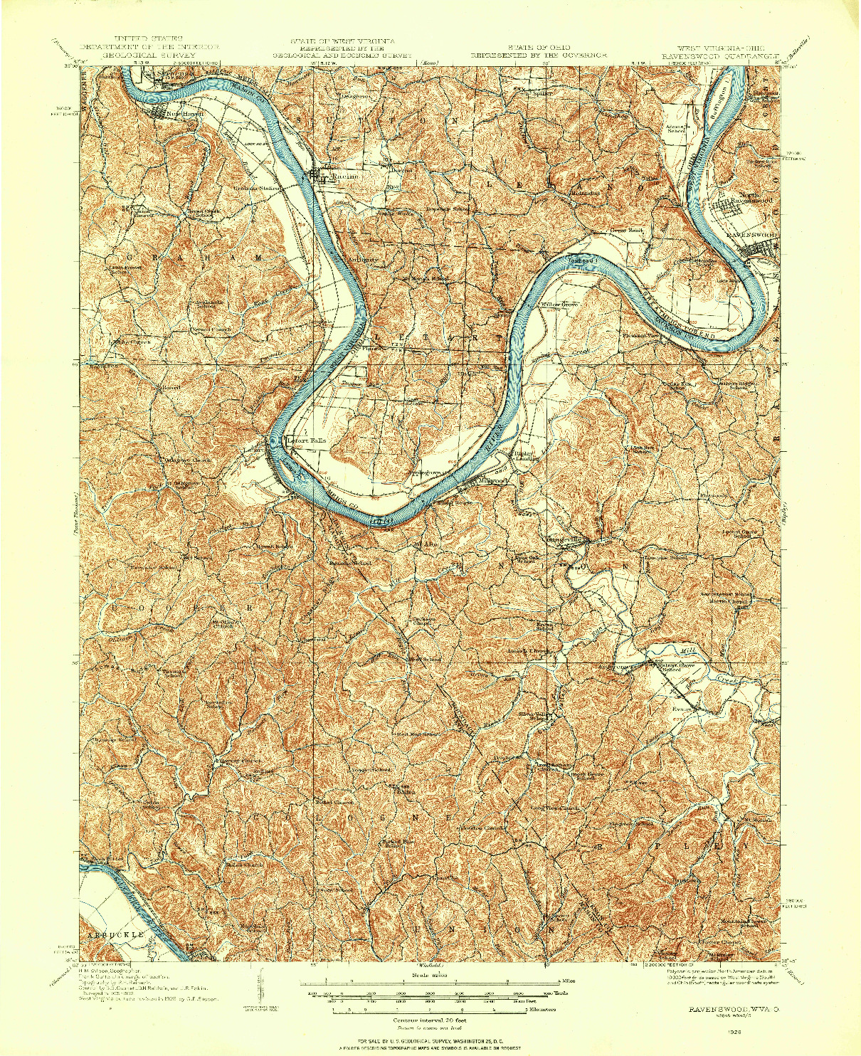 USGS 1:62500-SCALE QUADRANGLE FOR RAVENSWOOD, WV 1926