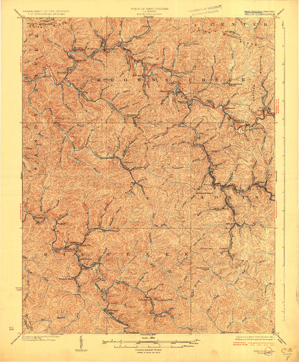 USGS 1:62500-SCALE QUADRANGLE FOR WELCH, WV 1926
