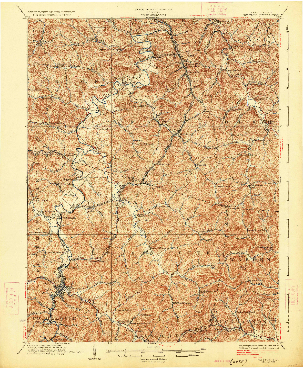 USGS 1:62500-SCALE QUADRANGLE FOR WESTON, WV 1926