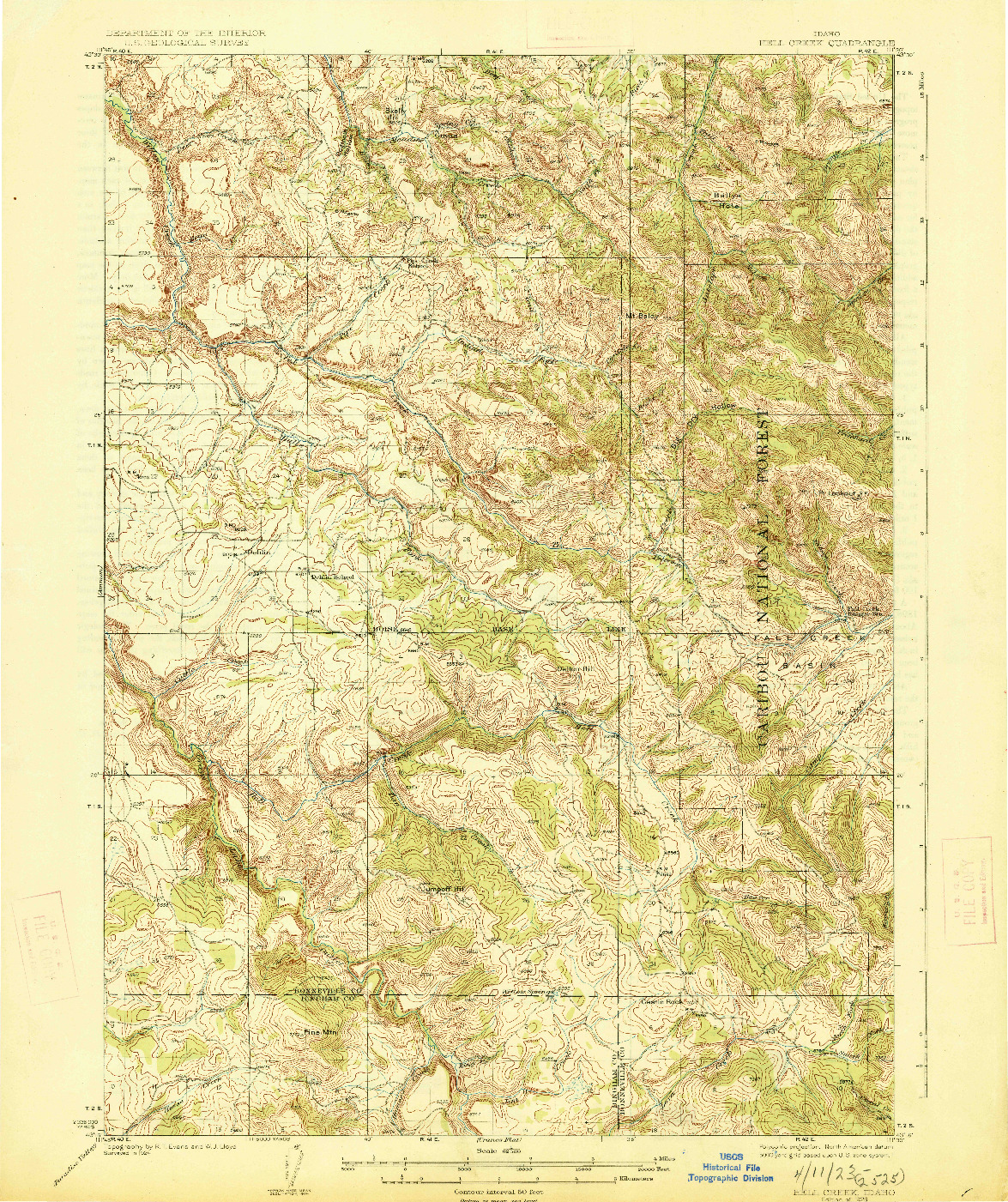 USGS 1:62500-SCALE QUADRANGLE FOR HELL CREEK, ID 1926