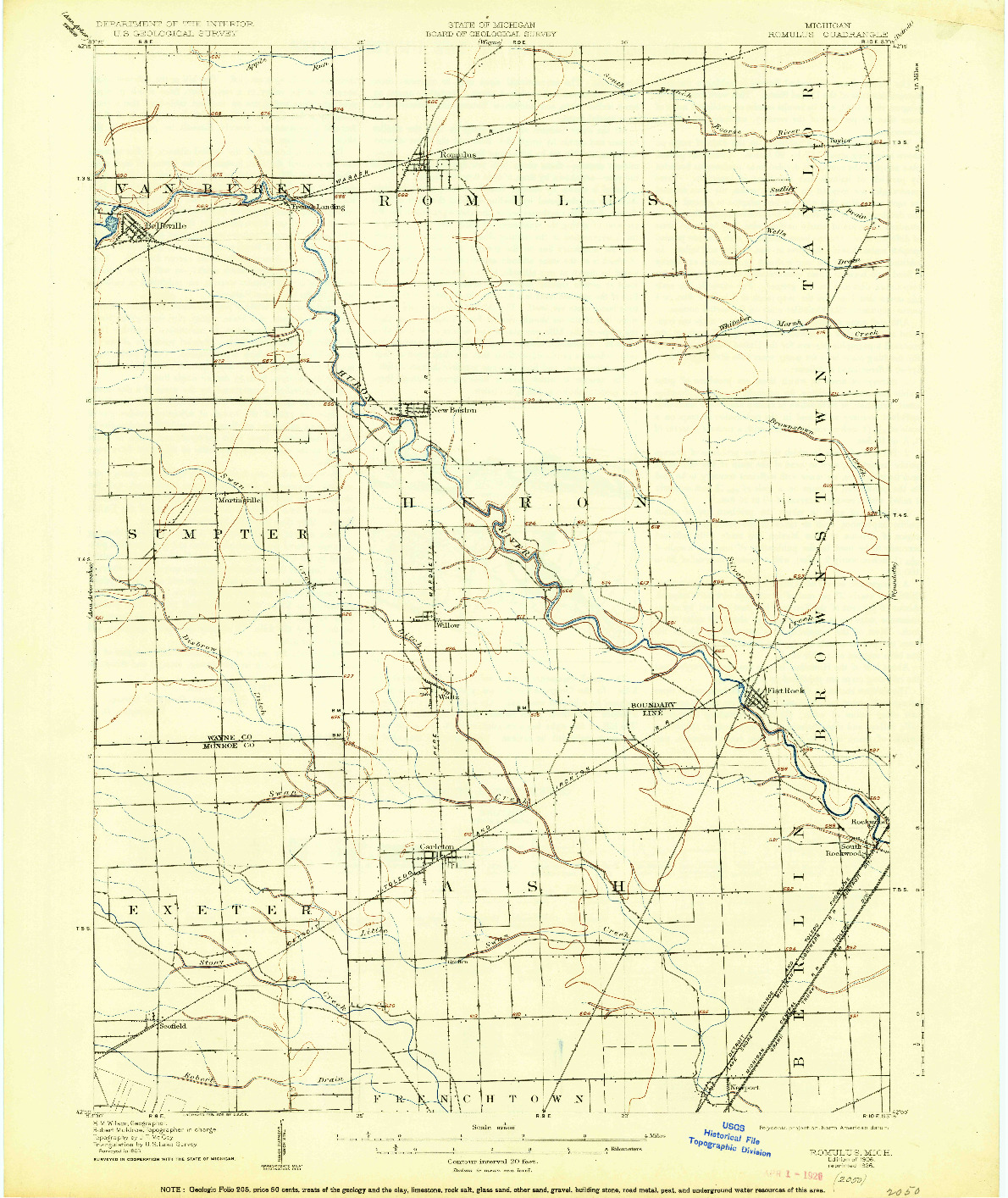 USGS 1:62500-SCALE QUADRANGLE FOR ROMULUS, MI 1906