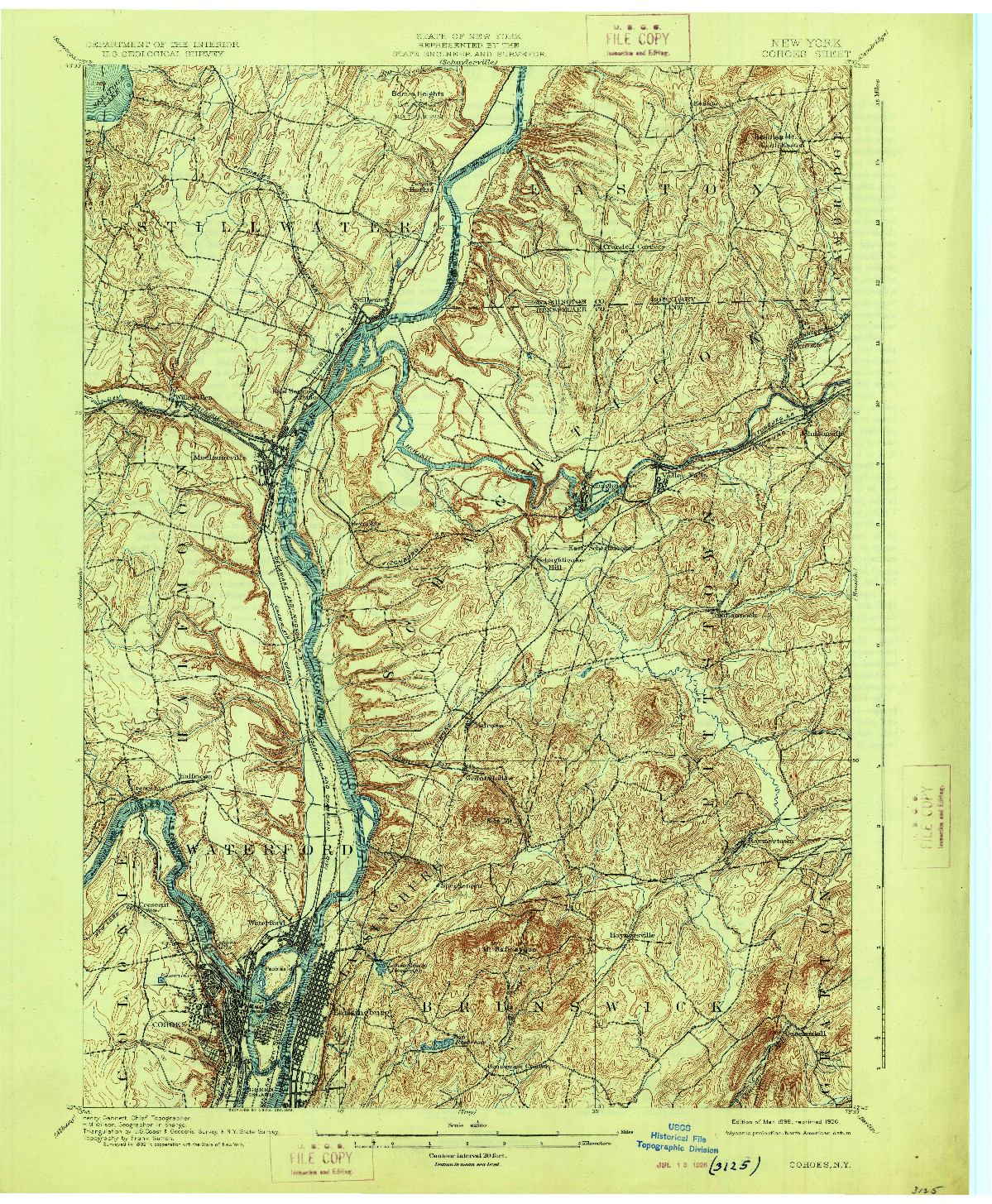 USGS 1:62500-SCALE QUADRANGLE FOR COHOES, NY 1898