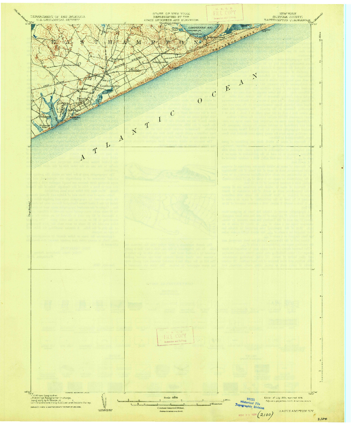 USGS 1:62500-SCALE QUADRANGLE FOR EASTHAMPTON, NY 1904