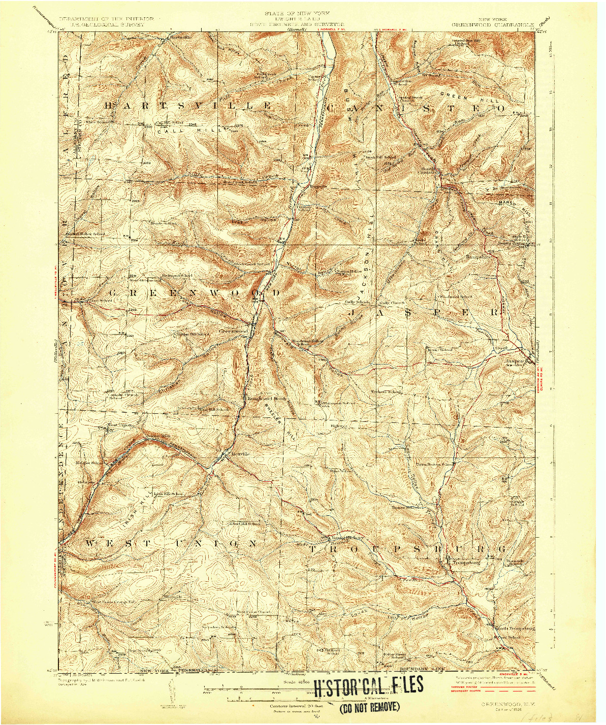 USGS 1:62500-SCALE QUADRANGLE FOR GREENWOOD, NY 1926