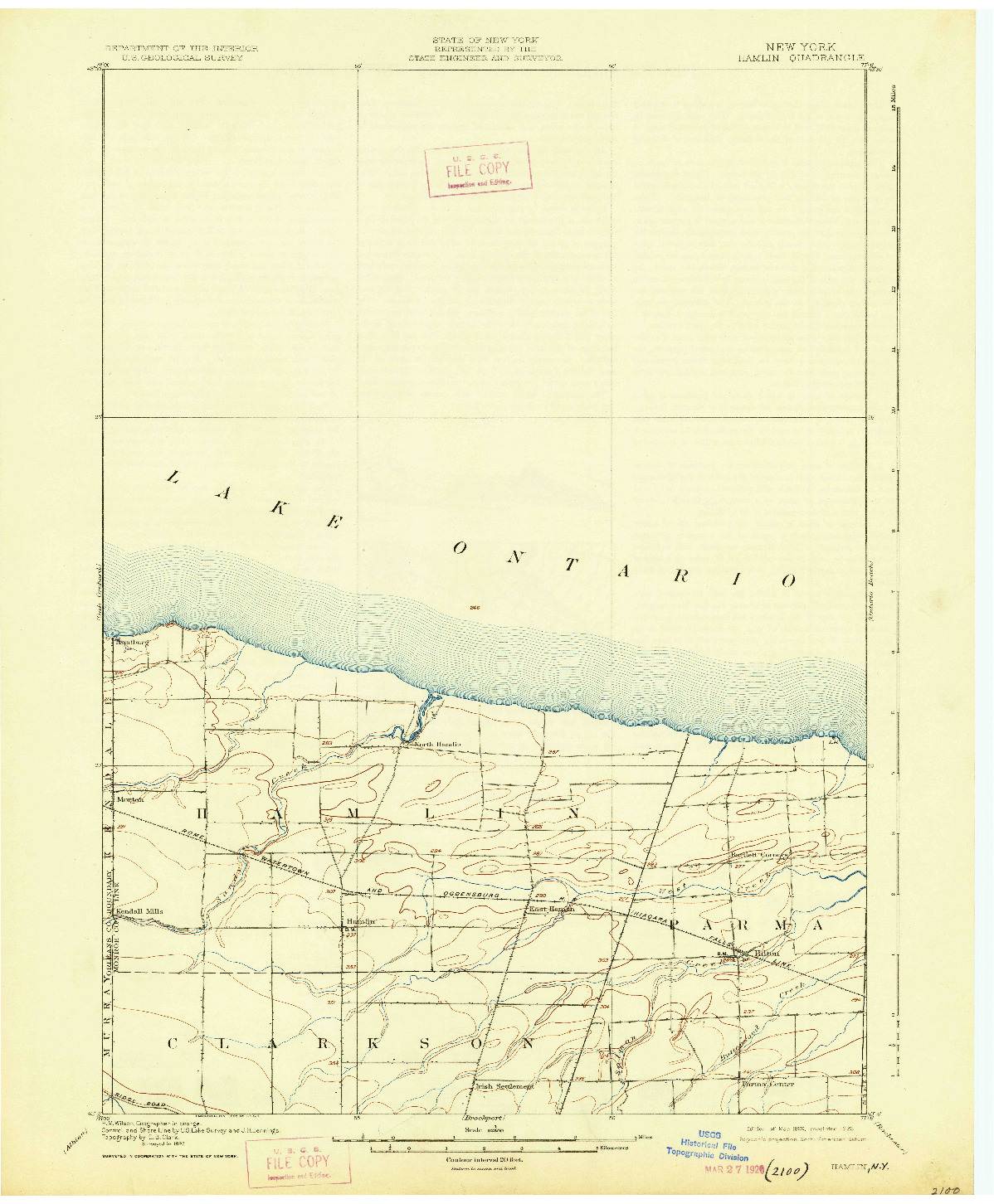 USGS 1:62500-SCALE QUADRANGLE FOR HAMLIN, NY 1899