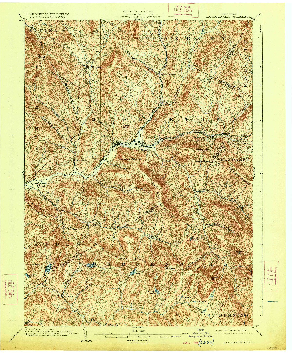 USGS 1:62500-SCALE QUADRANGLE FOR MARGARETVILLE, NY 1904