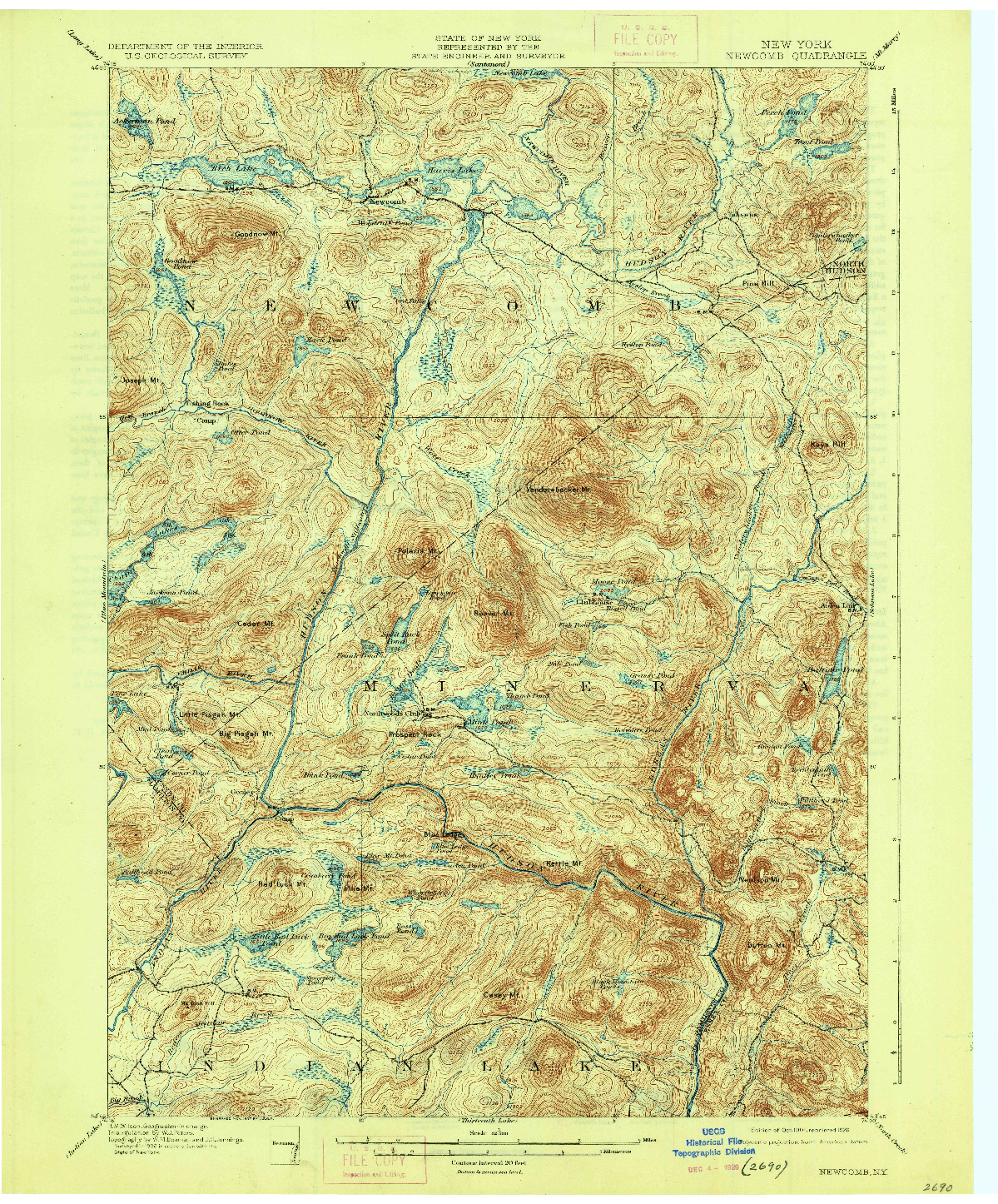 USGS 1:62500-SCALE QUADRANGLE FOR NEWCOMB, NY 1901