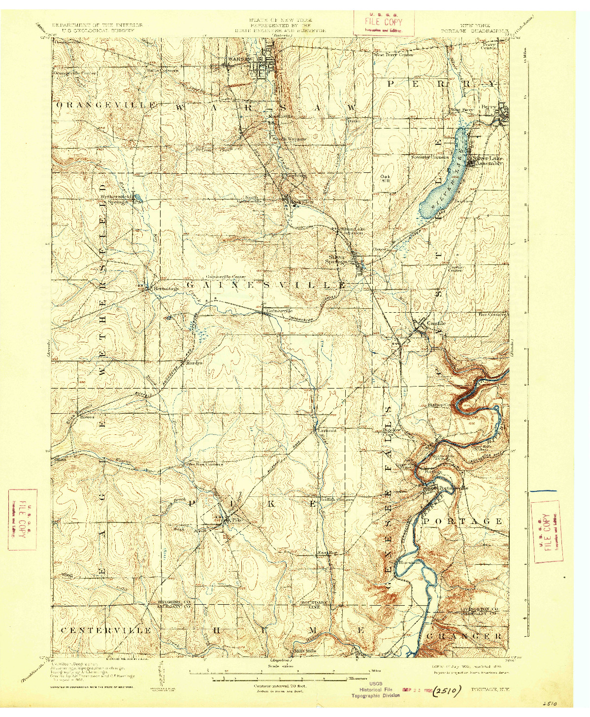 USGS 1:62500-SCALE QUADRANGLE FOR PORTAGE, NY 1905