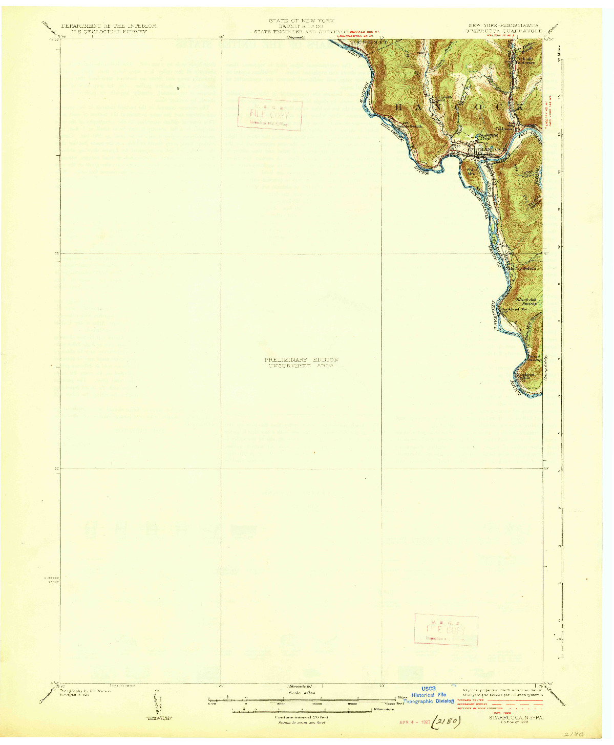 USGS 1:62500-SCALE QUADRANGLE FOR STARRUCCA, NY 1926