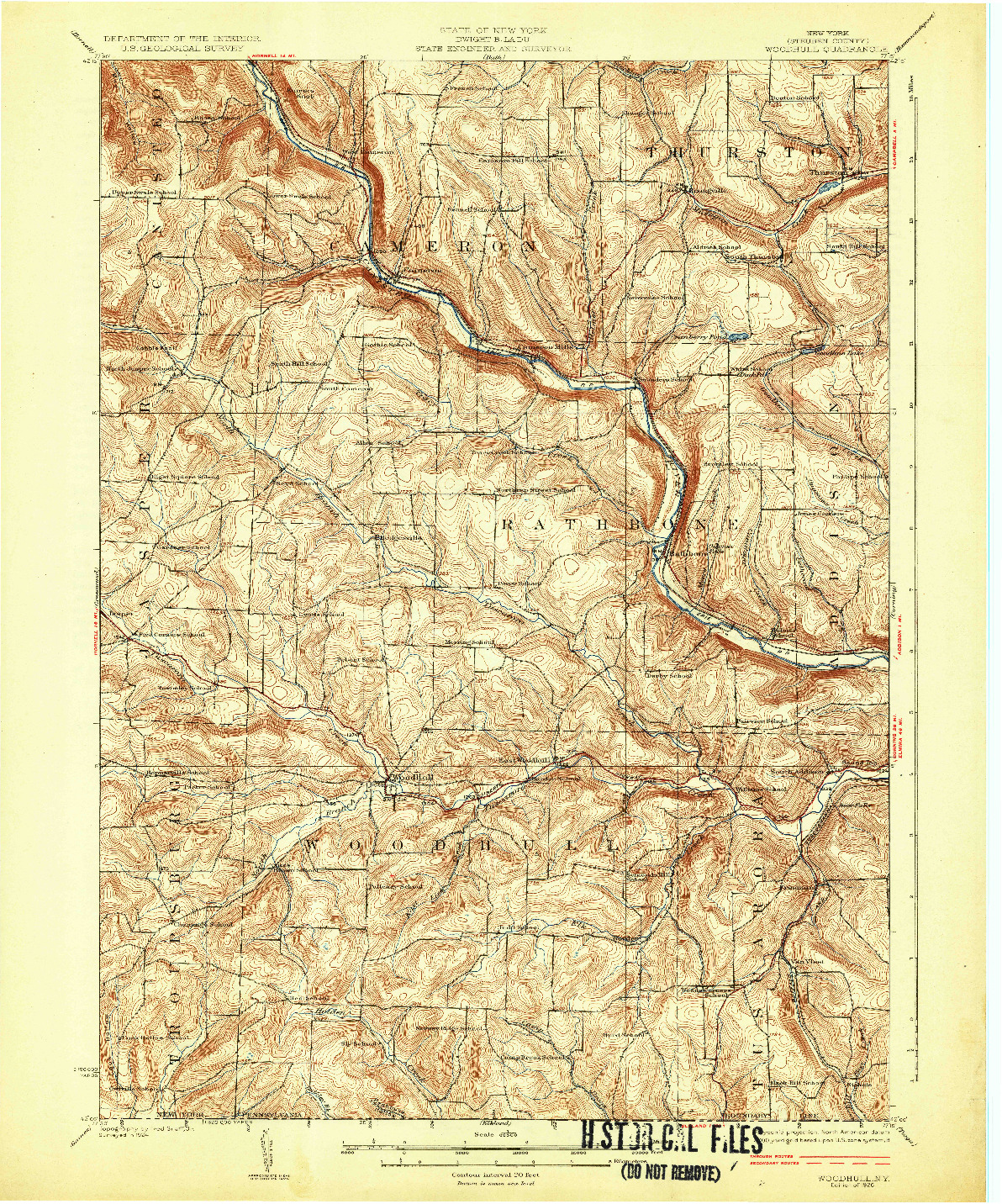 USGS 1:62500-SCALE QUADRANGLE FOR WOODHULL, NY 1926