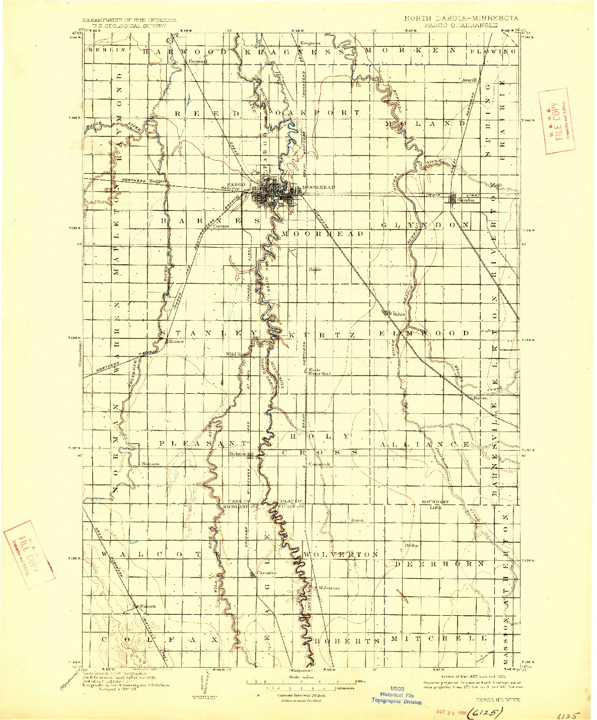 USGS 1:125000-SCALE QUADRANGLE FOR FARGO, ND 1897