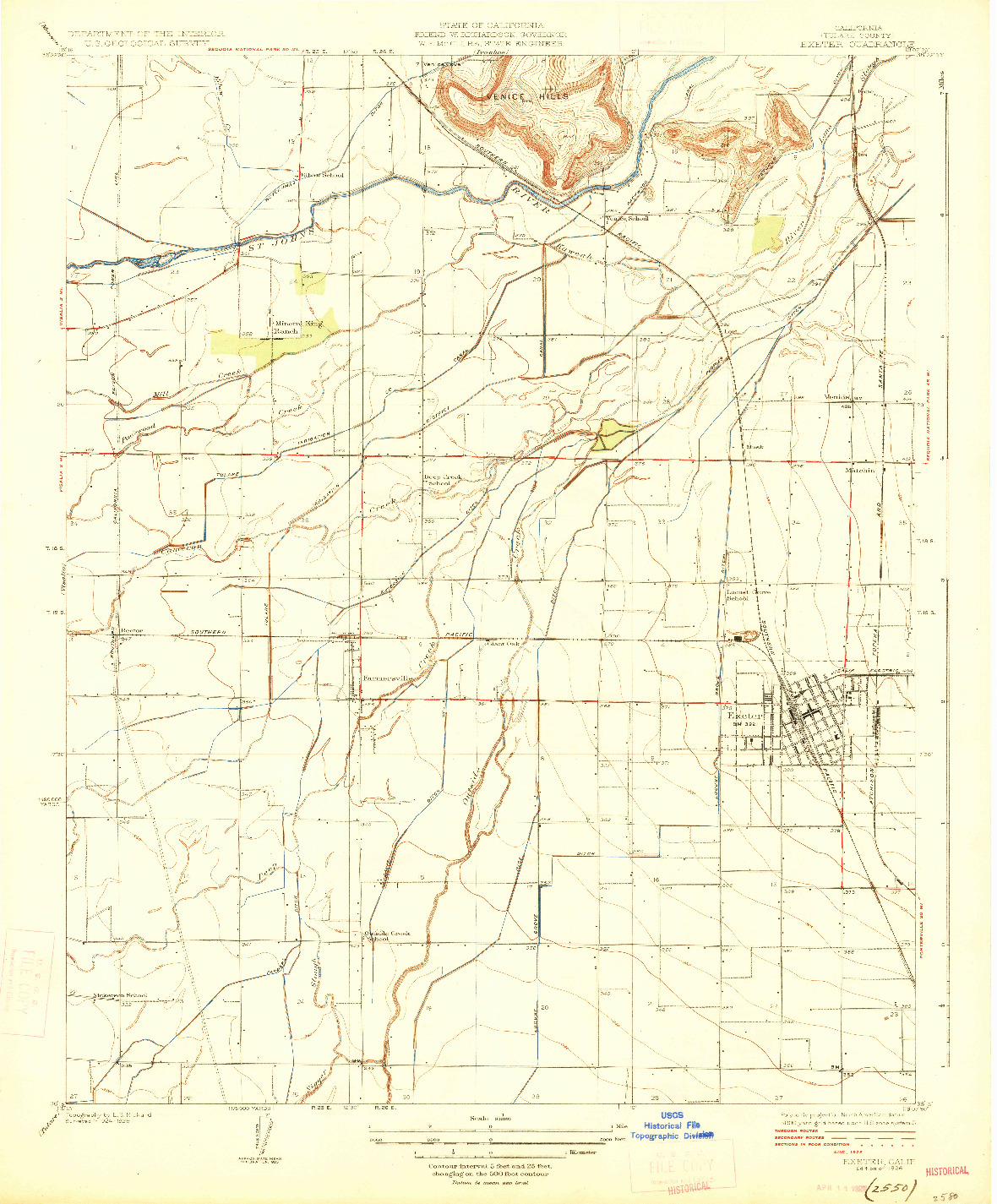 USGS 1:31680-SCALE QUADRANGLE FOR EXETER, CA 1926