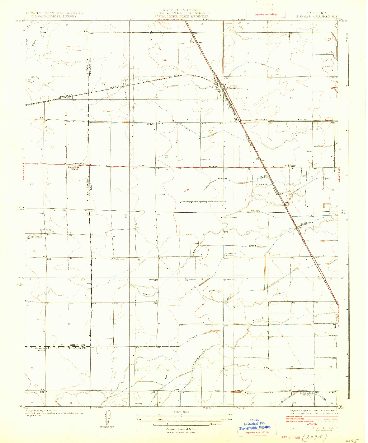 USGS 1:31680-SCALE QUADRANGLE FOR GOSHEN, CA 1926