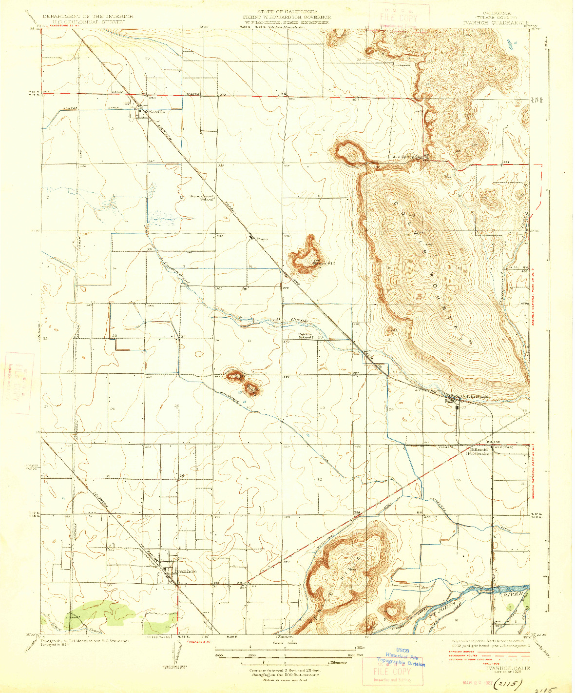 USGS 1:31680-SCALE QUADRANGLE FOR IVANHOE, CA 1926