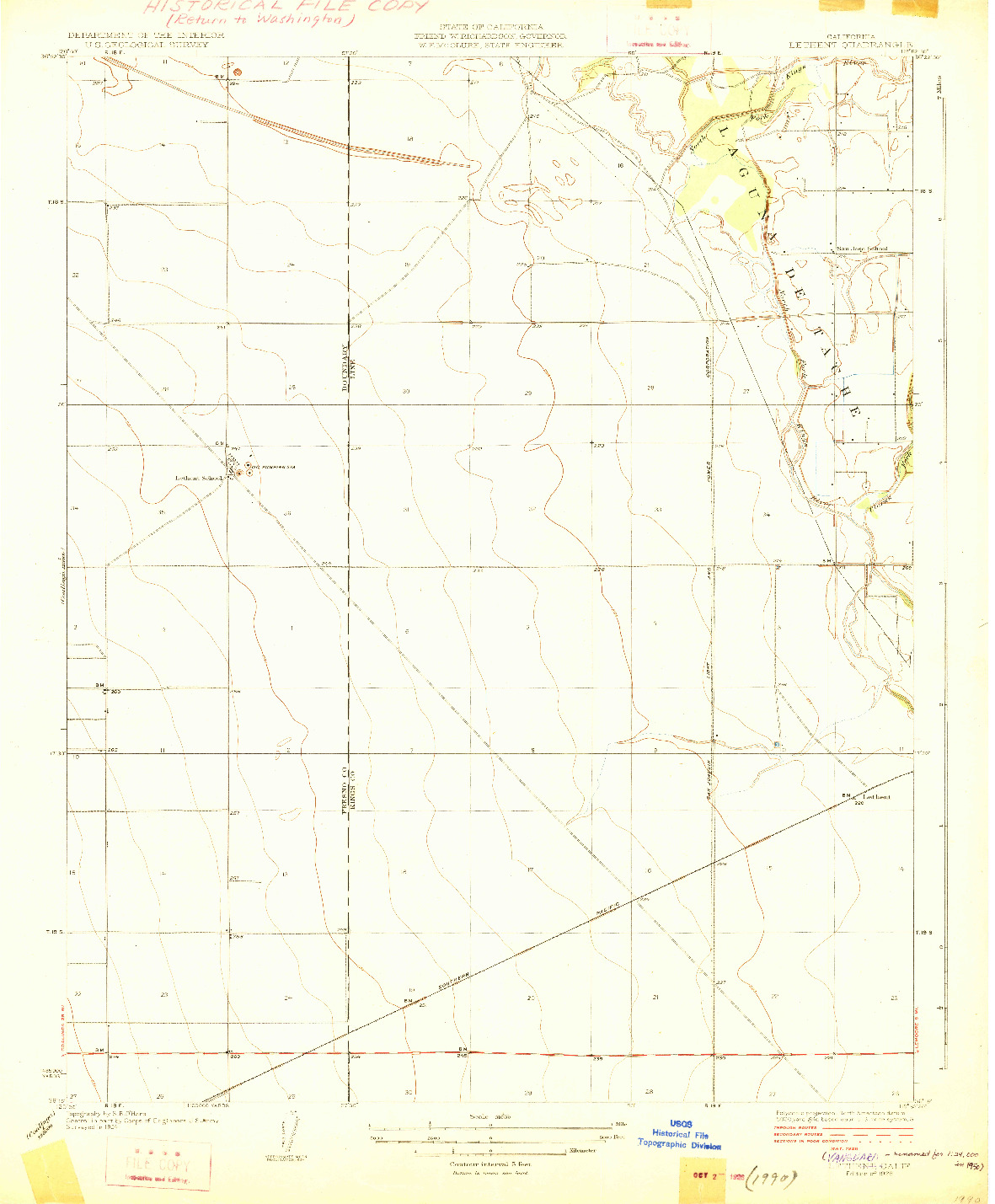 USGS 1:31680-SCALE QUADRANGLE FOR LETHENT, CA 1926