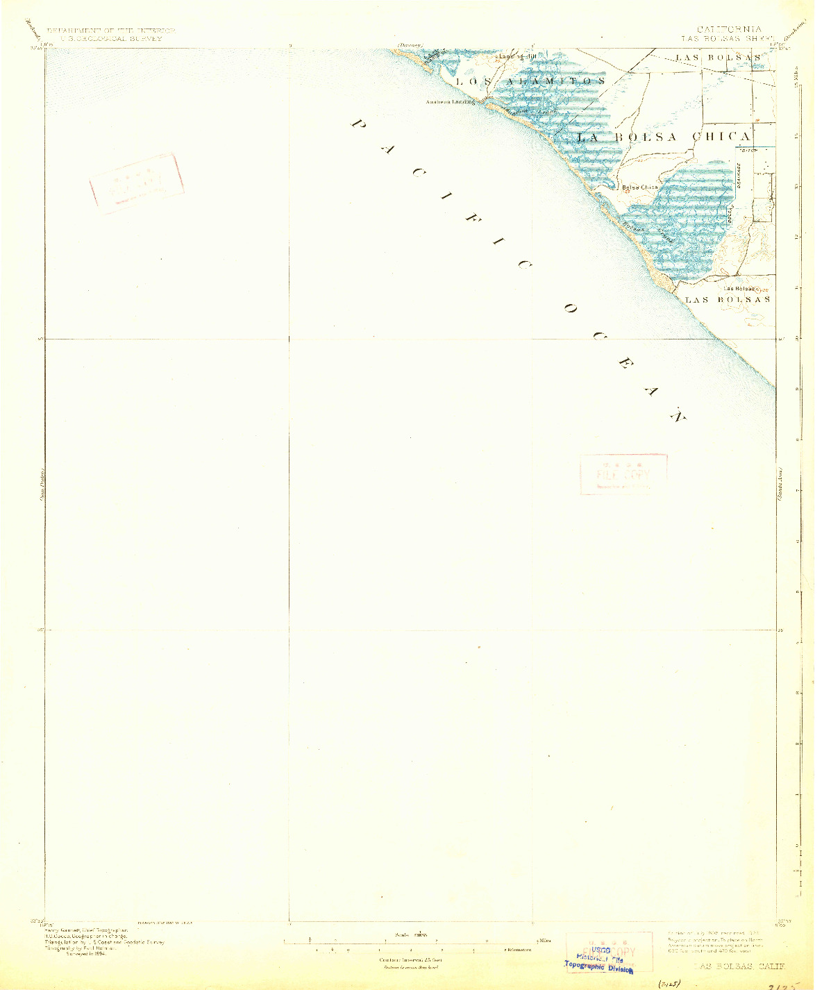 USGS 1:62500-SCALE QUADRANGLE FOR LAS BOLSAS, CA 1896