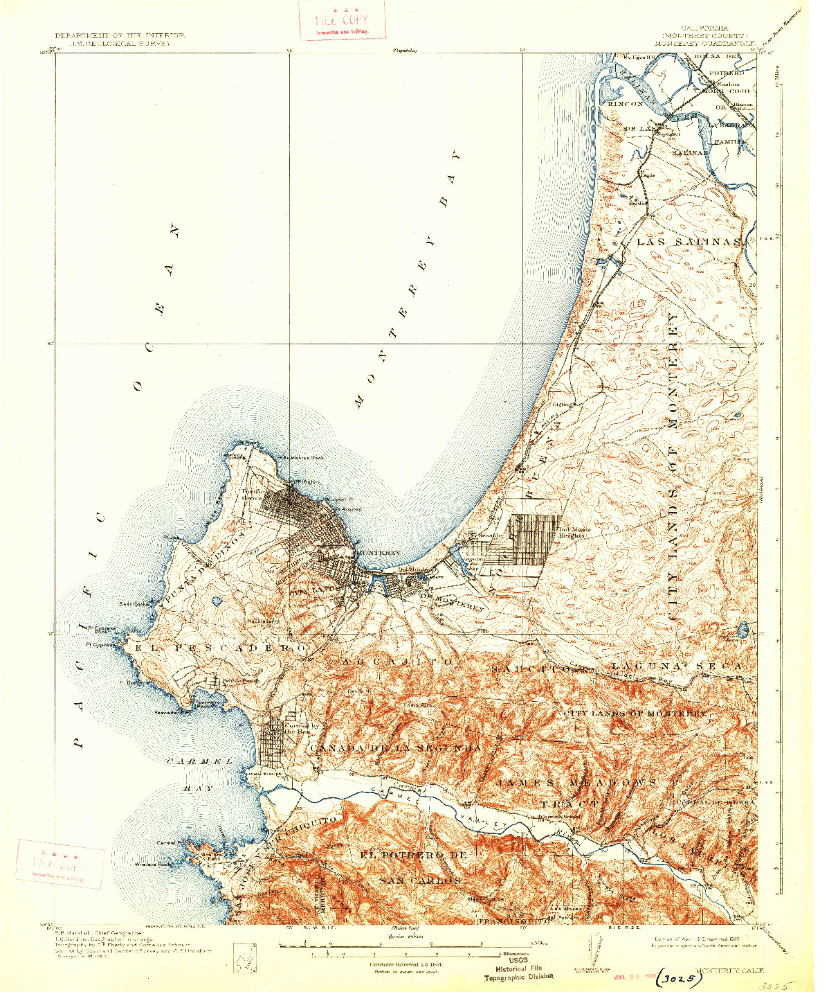 USGS 1:62500-SCALE QUADRANGLE FOR MONTEREY, CA 1913