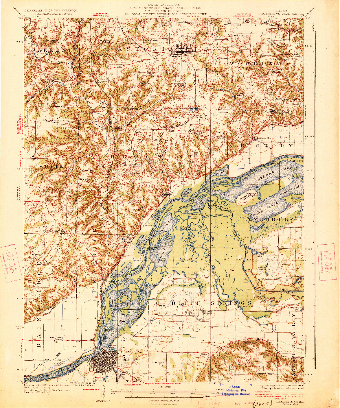 USGS 1:62500-SCALE QUADRANGLE FOR BEARDSTOWN, IL 1926