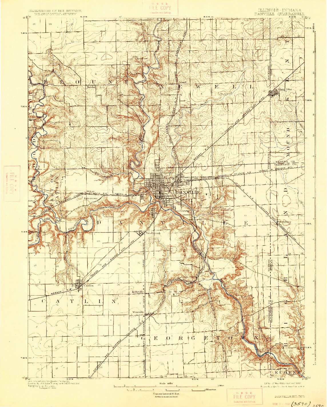 USGS 1:62500-SCALE QUADRANGLE FOR DANVILLE, IL 1900