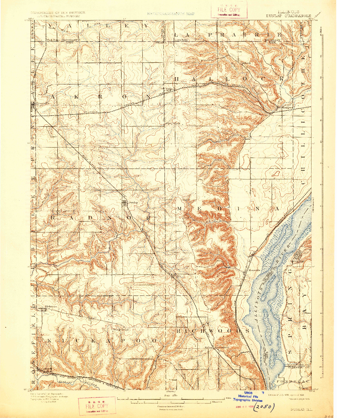 USGS 1:62500-SCALE QUADRANGLE FOR DUNLAP, IL 1898