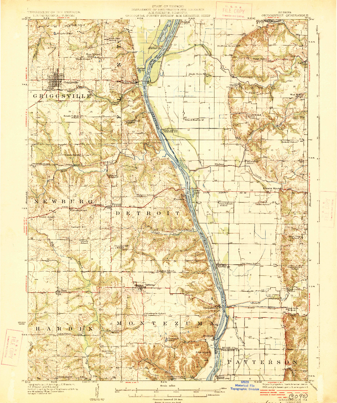 USGS 1:62500-SCALE QUADRANGLE FOR GRIGGSVILLE, IL 1926