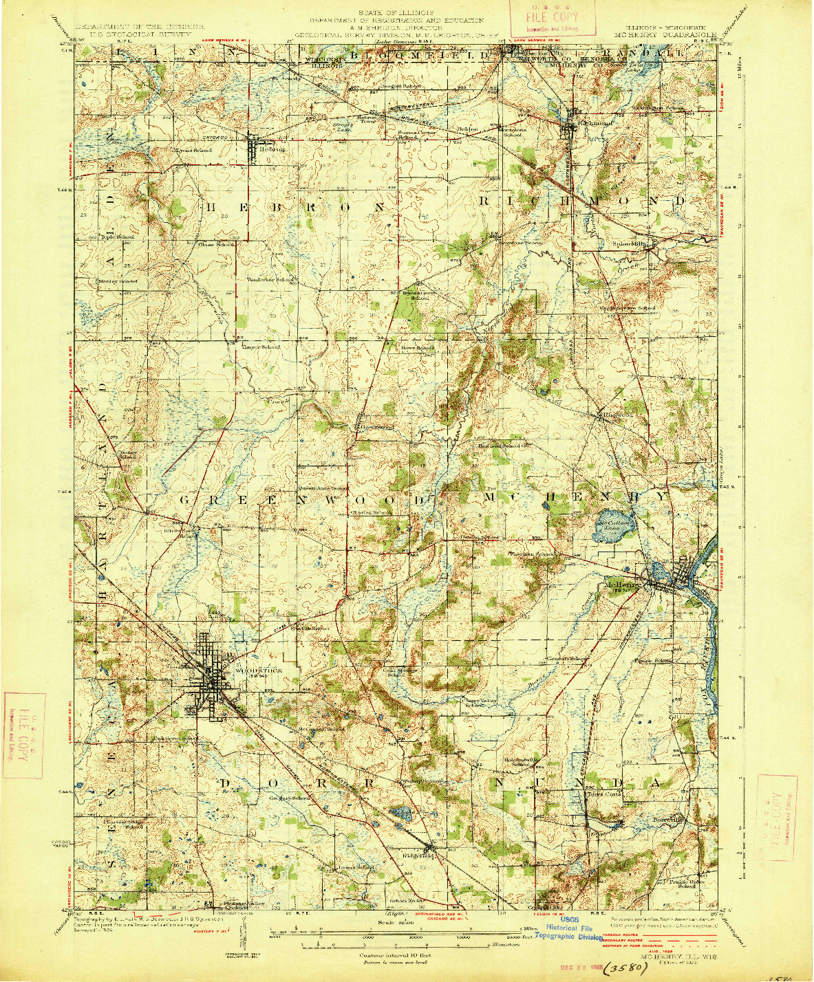 USGS 1:62500-SCALE QUADRANGLE FOR MCHENRY, IL 1926