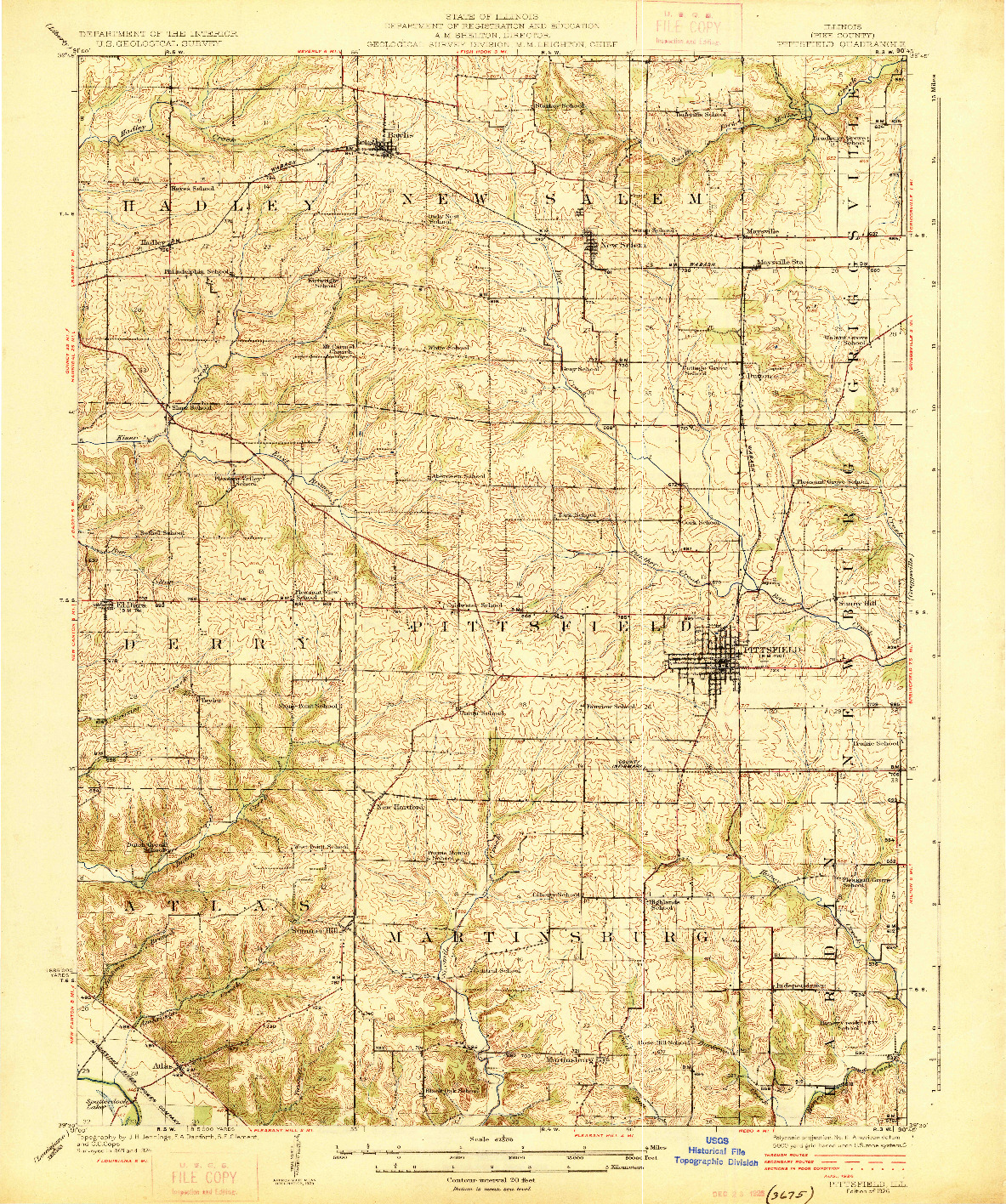 USGS 1:62500-SCALE QUADRANGLE FOR PITTSFIELD, IL 1926