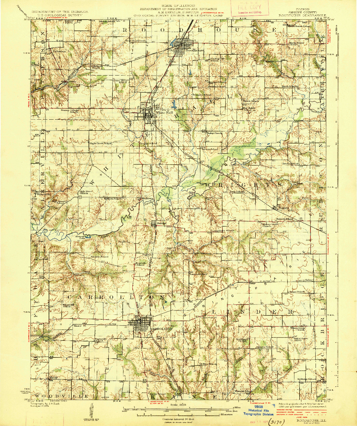 USGS 1:62500-SCALE QUADRANGLE FOR ROODHOUSE, IL 1926