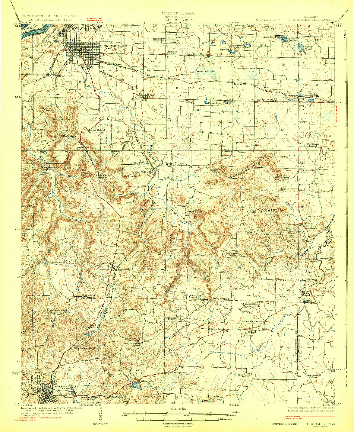 USGS 1:62500-SCALE QUADRANGLE FOR TUSCUMBIA, AL 1926
