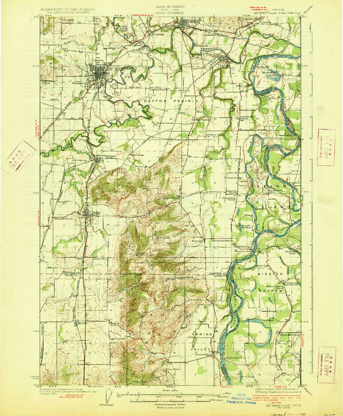 USGS 1:62500-SCALE QUADRANGLE FOR MC MINNVILLE, OR 1926