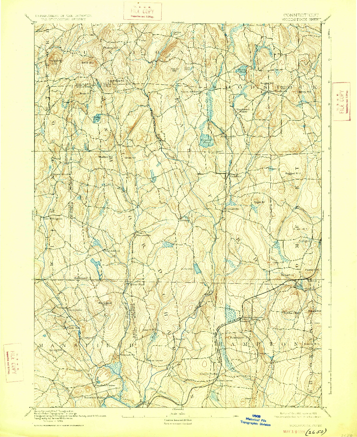 USGS 1:62500-SCALE QUADRANGLE FOR WOODSTOCK, CT 1892