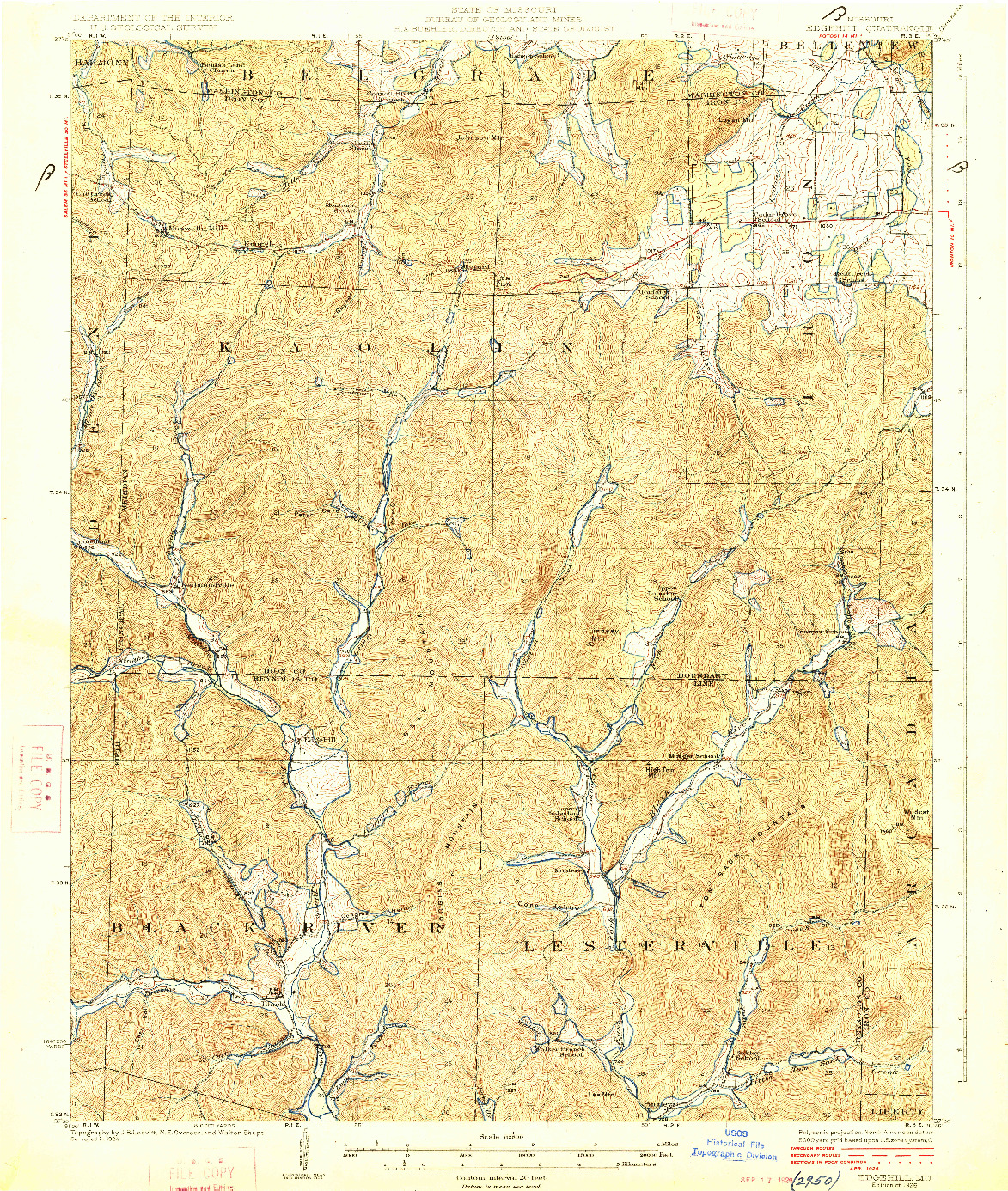 USGS 1:62500-SCALE QUADRANGLE FOR EDGEHILL, MO 1926