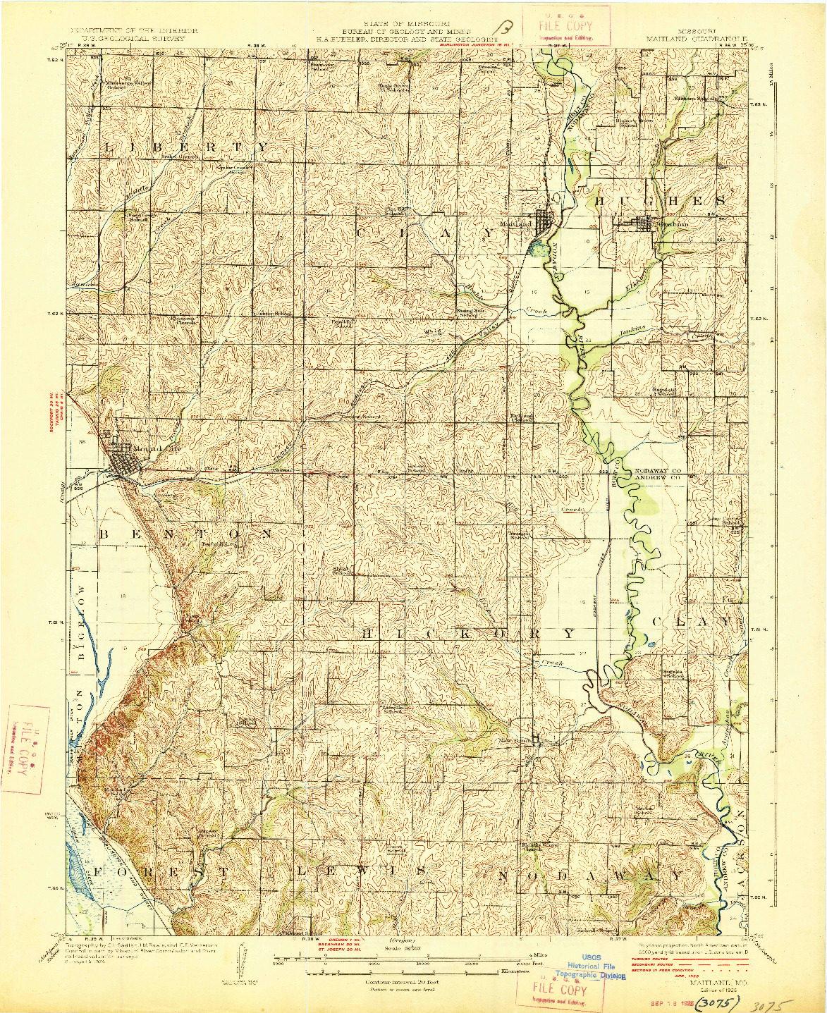 USGS 1:62500-SCALE QUADRANGLE FOR MAITLAND, MO 1926