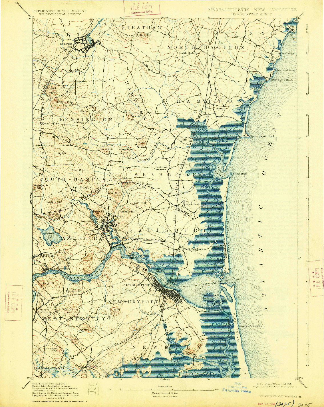 USGS 1:62500-SCALE QUADRANGLE FOR NEWBURYPORT, MA 1894