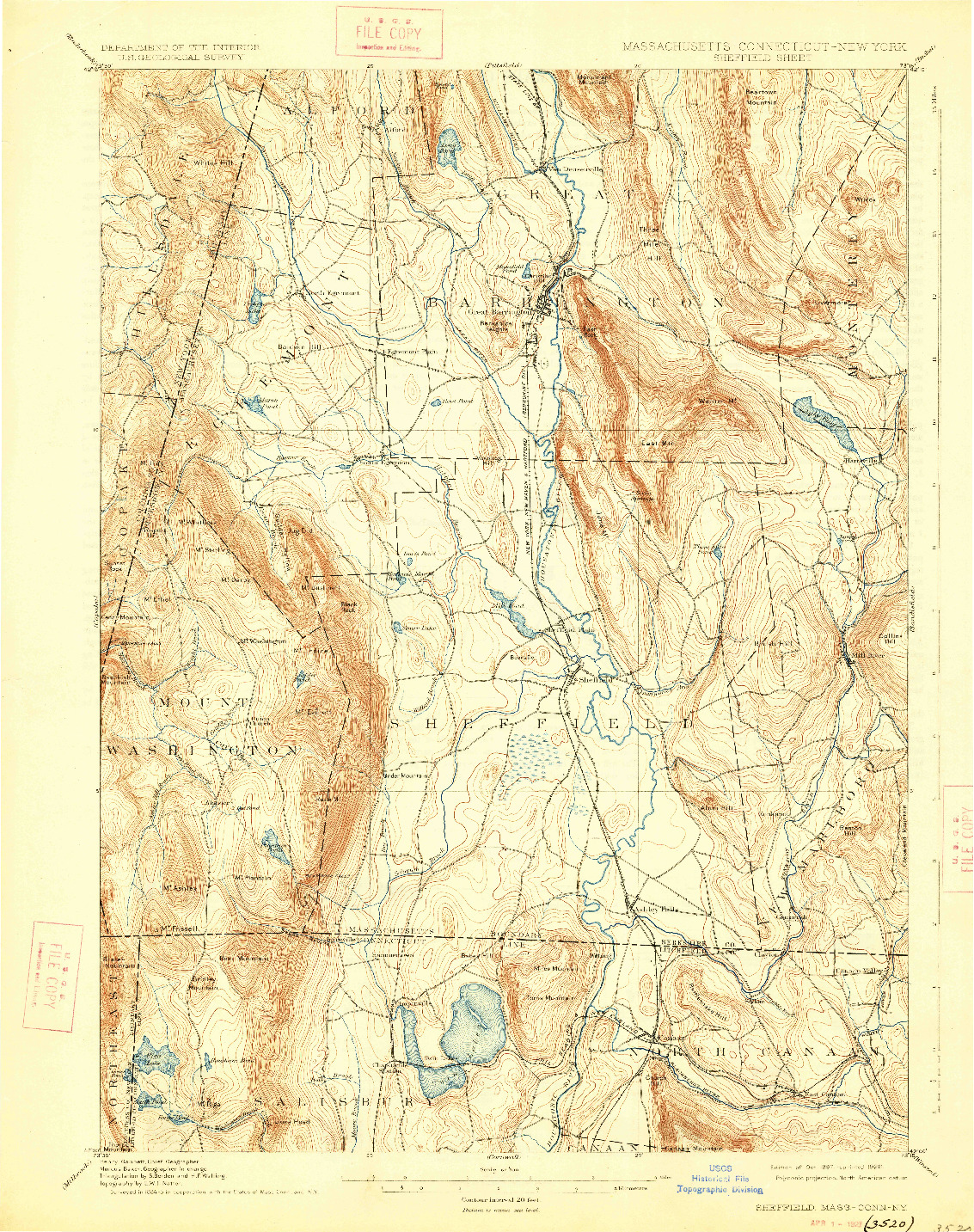 USGS 1:62500-SCALE QUADRANGLE FOR SHEFFIELD, MA 1897