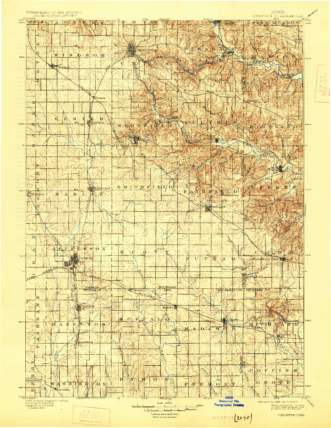 USGS 1:125000-SCALE QUADRANGLE FOR OELWEIN, IA 1901