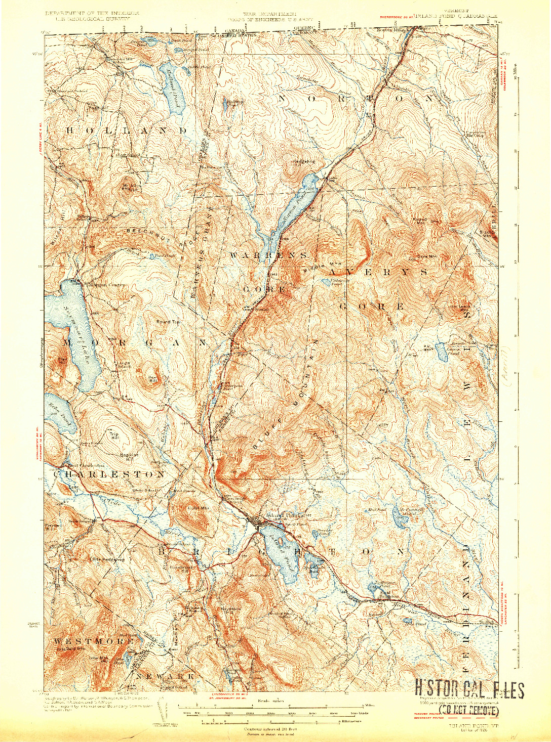 USGS 1:62500-SCALE QUADRANGLE FOR ISLAND POND, VT 1926