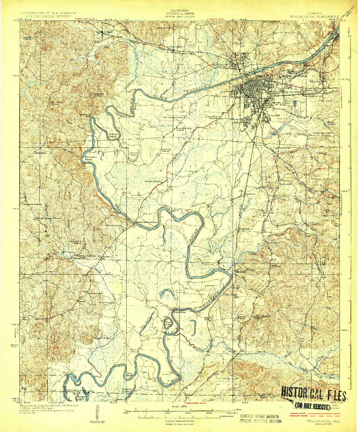 USGS 1:62500-SCALE QUADRANGLE FOR TUSCALOOSA, AL 1926