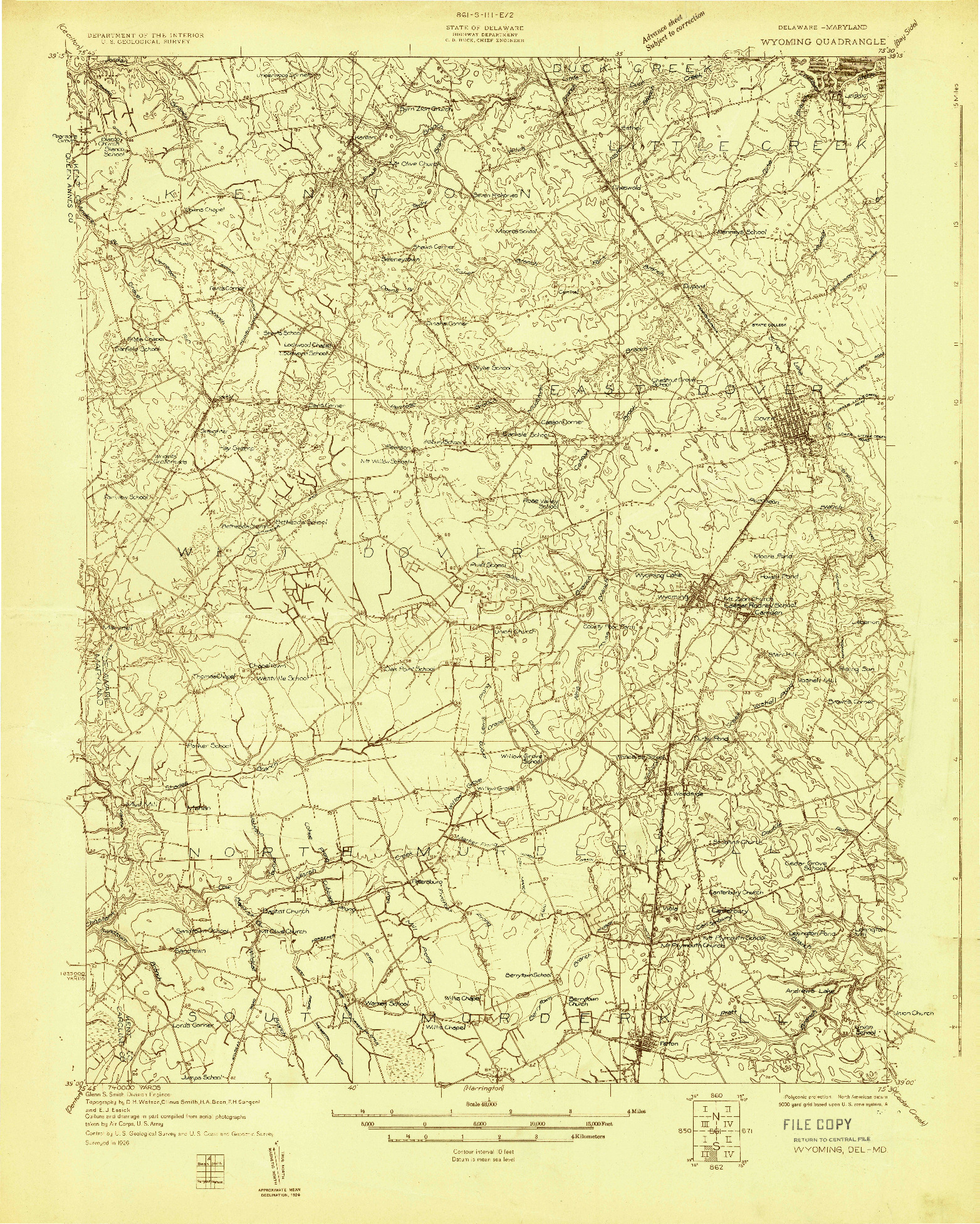 USGS 1:48000-SCALE QUADRANGLE FOR WYOMING, DE 1926