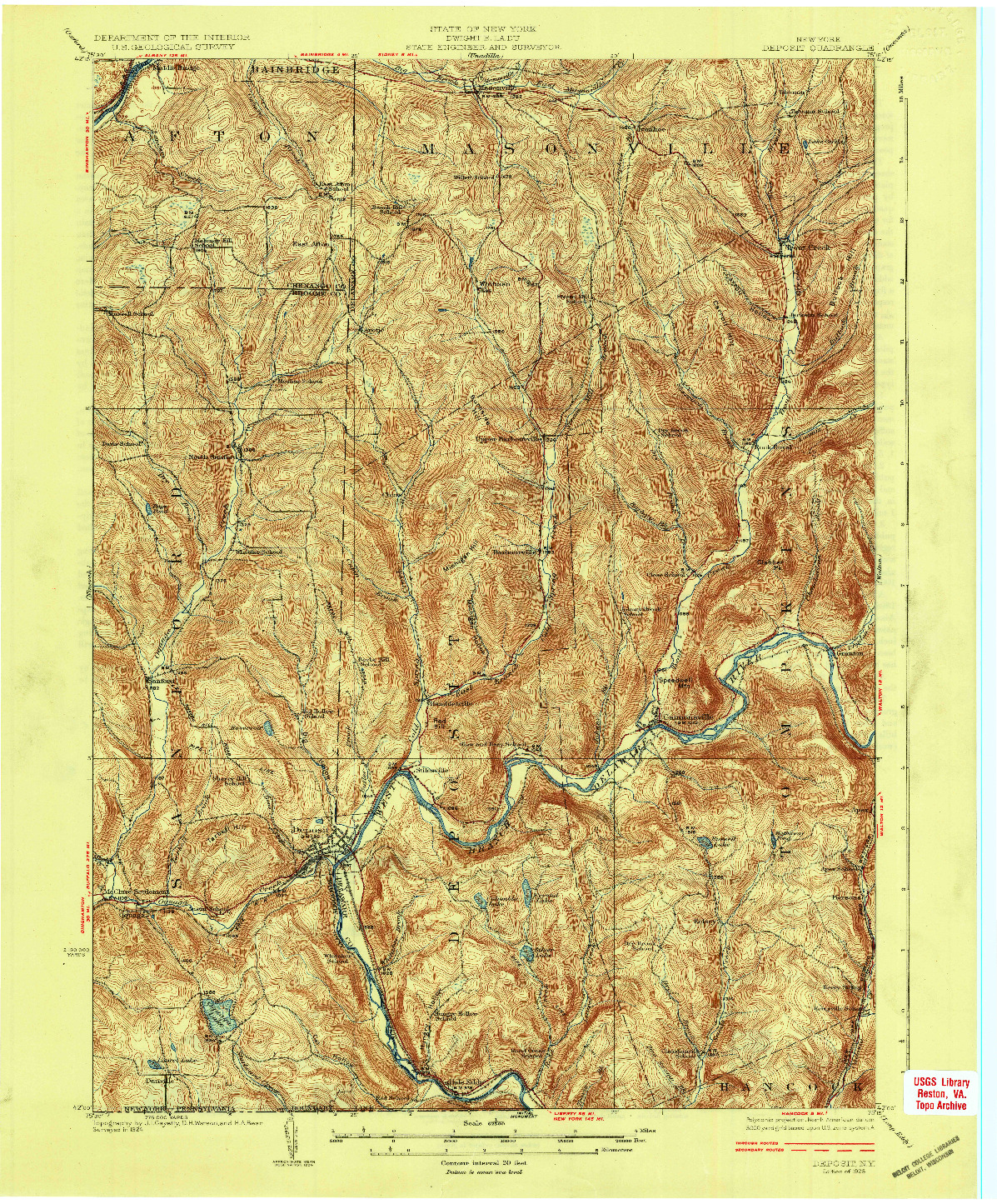 USGS 1:62500-SCALE QUADRANGLE FOR DEPOSIT, NY 1926