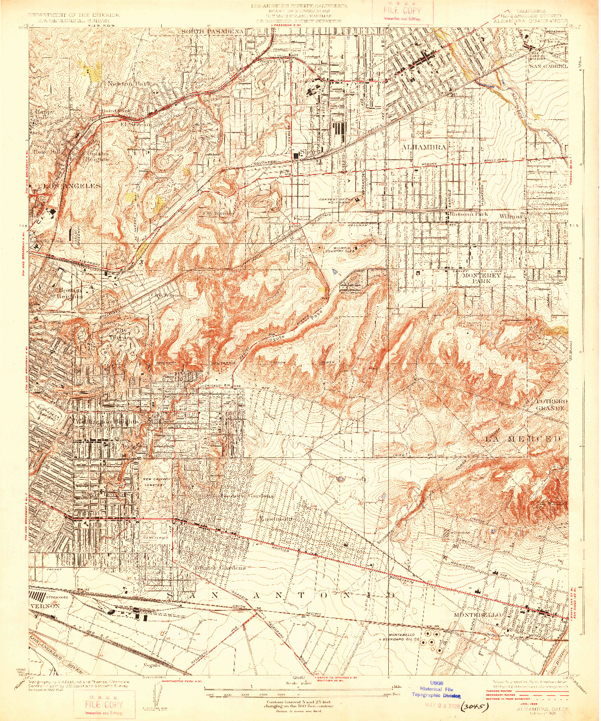 USGS 1:24000-SCALE QUADRANGLE FOR ALHAMBRA, CA 1926