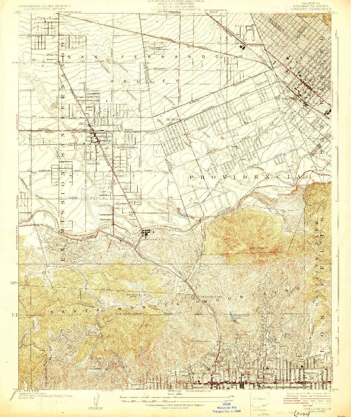 USGS 1:24000-SCALE QUADRANGLE FOR BURBANK, CA 1926