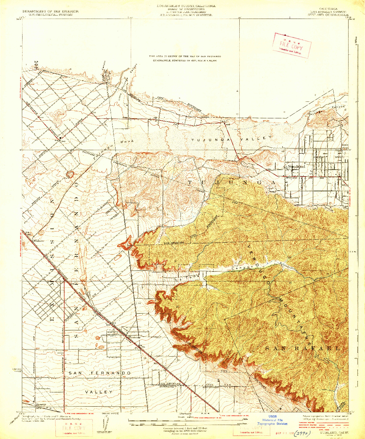 USGS 1:24000-SCALE QUADRANGLE FOR SUNLAND, CA 1926