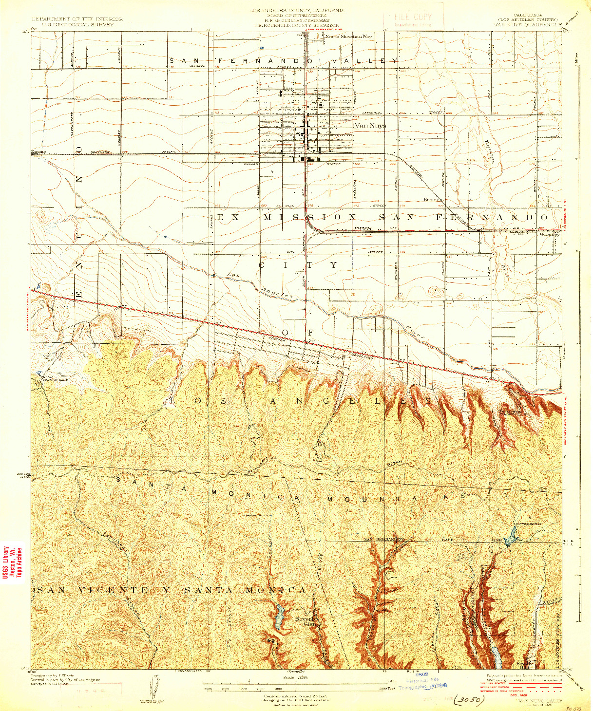 USGS 1:24000-SCALE QUADRANGLE FOR VAN NUYS, CA 1926