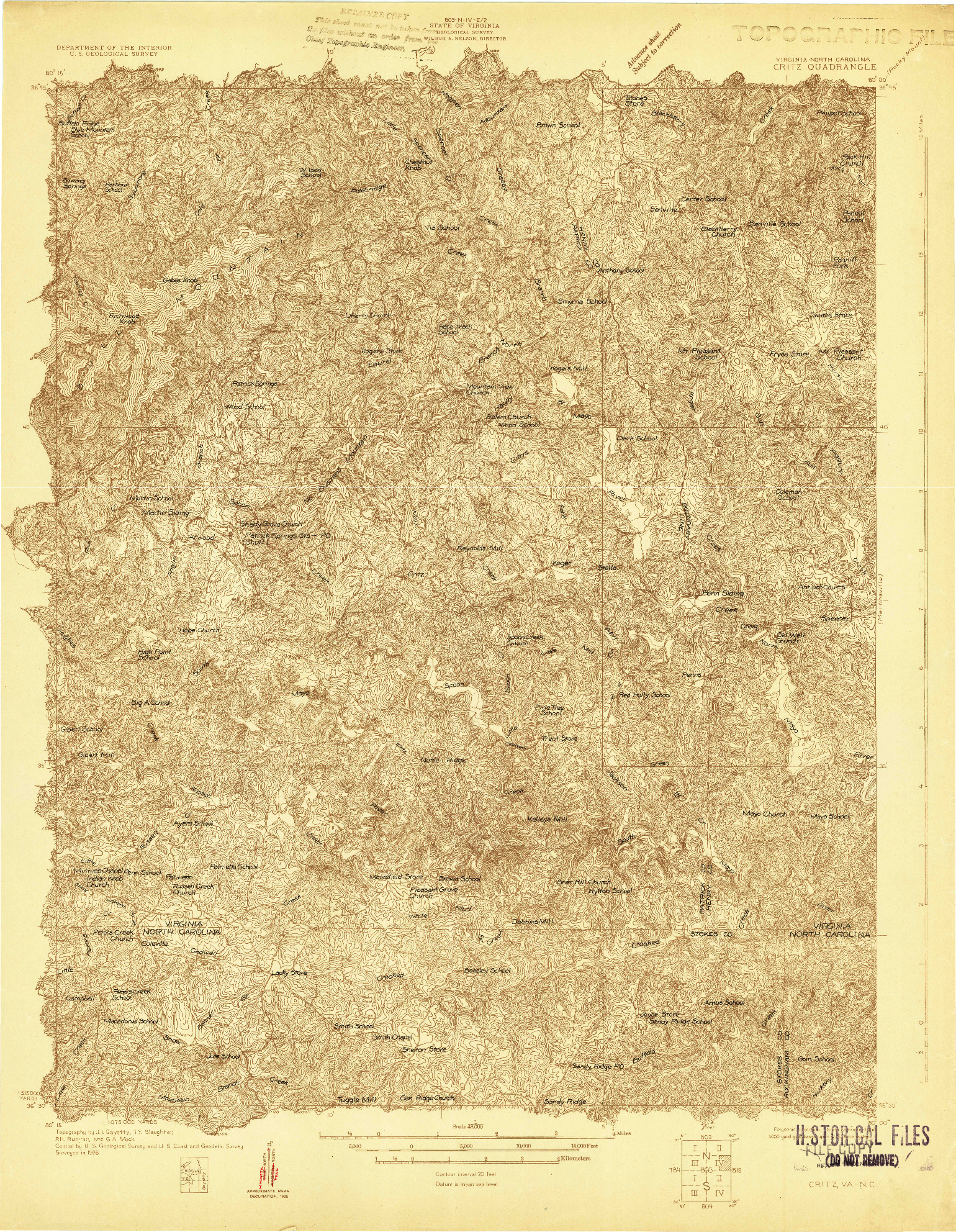 USGS 1:48000-SCALE QUADRANGLE FOR CRITZ, VA 1926