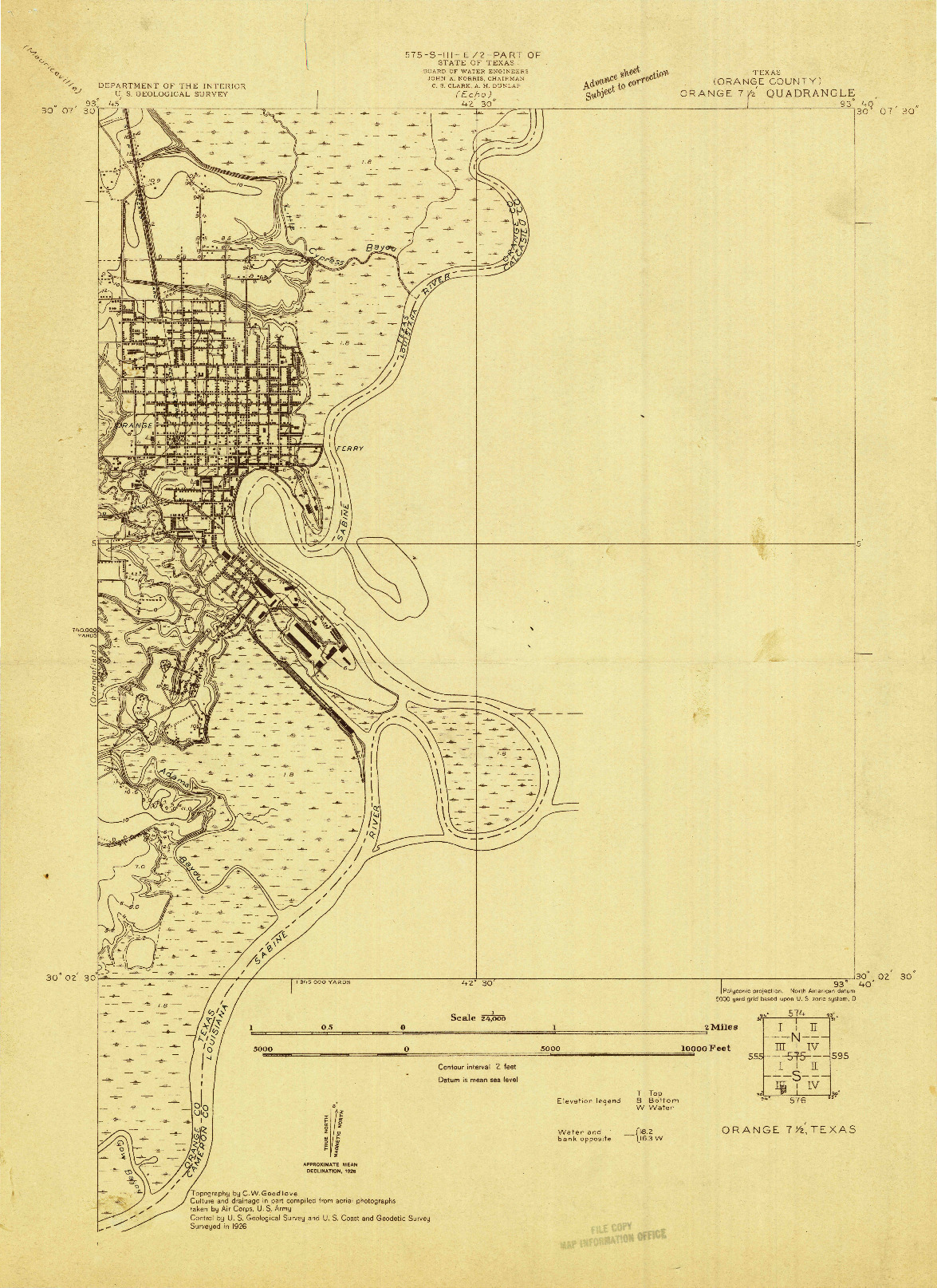 USGS 1:24000-SCALE QUADRANGLE FOR ORANGE, TX 1926